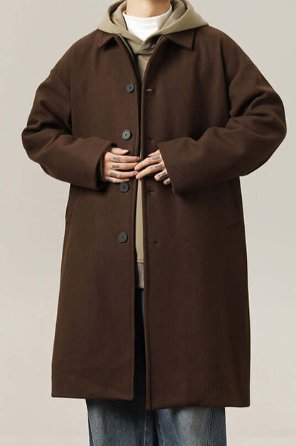 Men's Wool Overcoat Classic Oversized Warm Grey