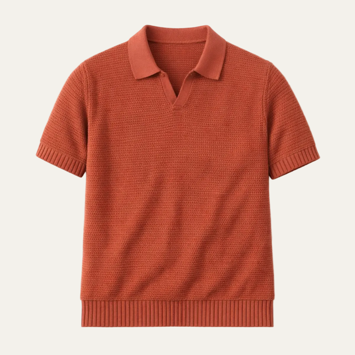 Men's Knitted Polo Shirt V Neck Breathable - VibreMode