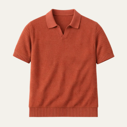 Men's Knitted Polo Shirt V Neck Breathable - VibreMode
