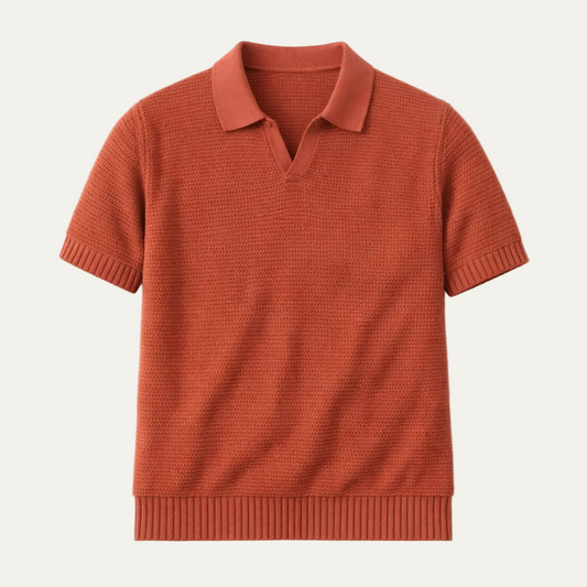 Men's Knitted Polo Shirt V Neck Breathable - VibreMode