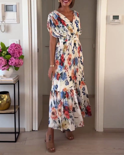 Vibrant Floral Print Flowy Women's Dress