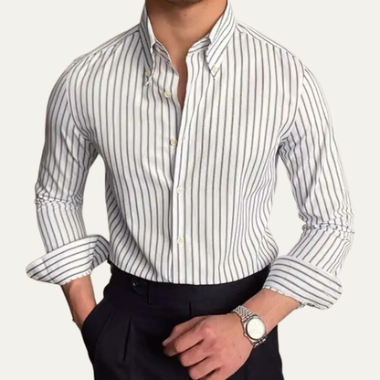 Varenna Lago Men's Striped Dress Shirt Retro Button Down