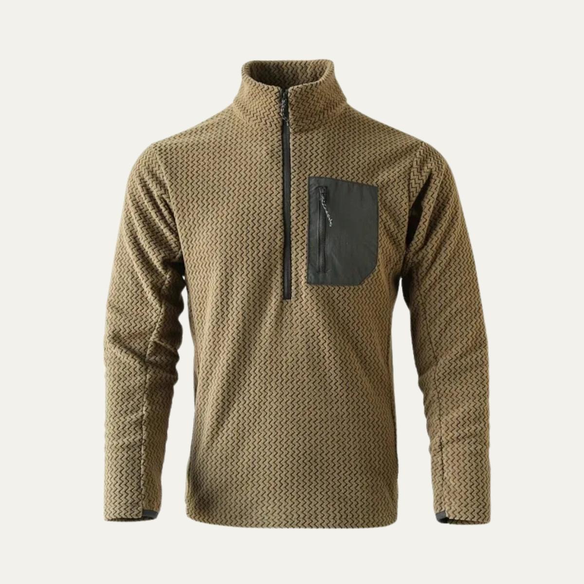 Men's Textured Fleece Half Zip Sweater - VibreMode