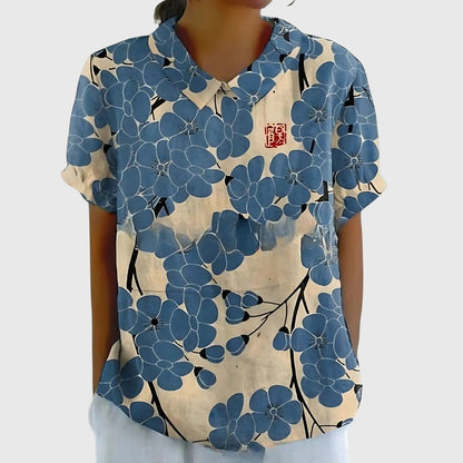 Pretty Floral Short Sleeve Women's Blouse