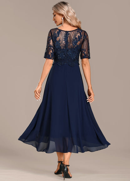 Navy Blue Lace Casual Summer Dress