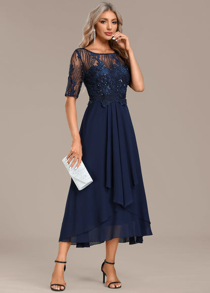 Navy Blue Lace Casual Summer Dress