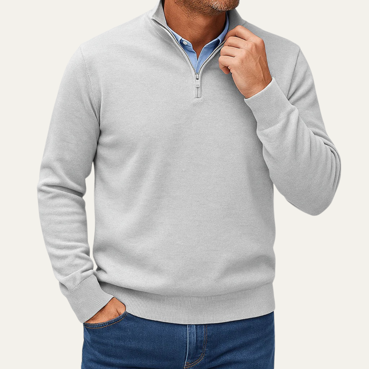 Men's Quarter Zip Lightweight Knit Sweater