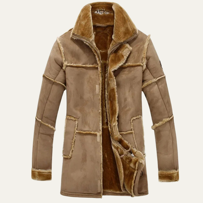 Men's Shearling Suede Leather Coat Winter Warm - VibreMode