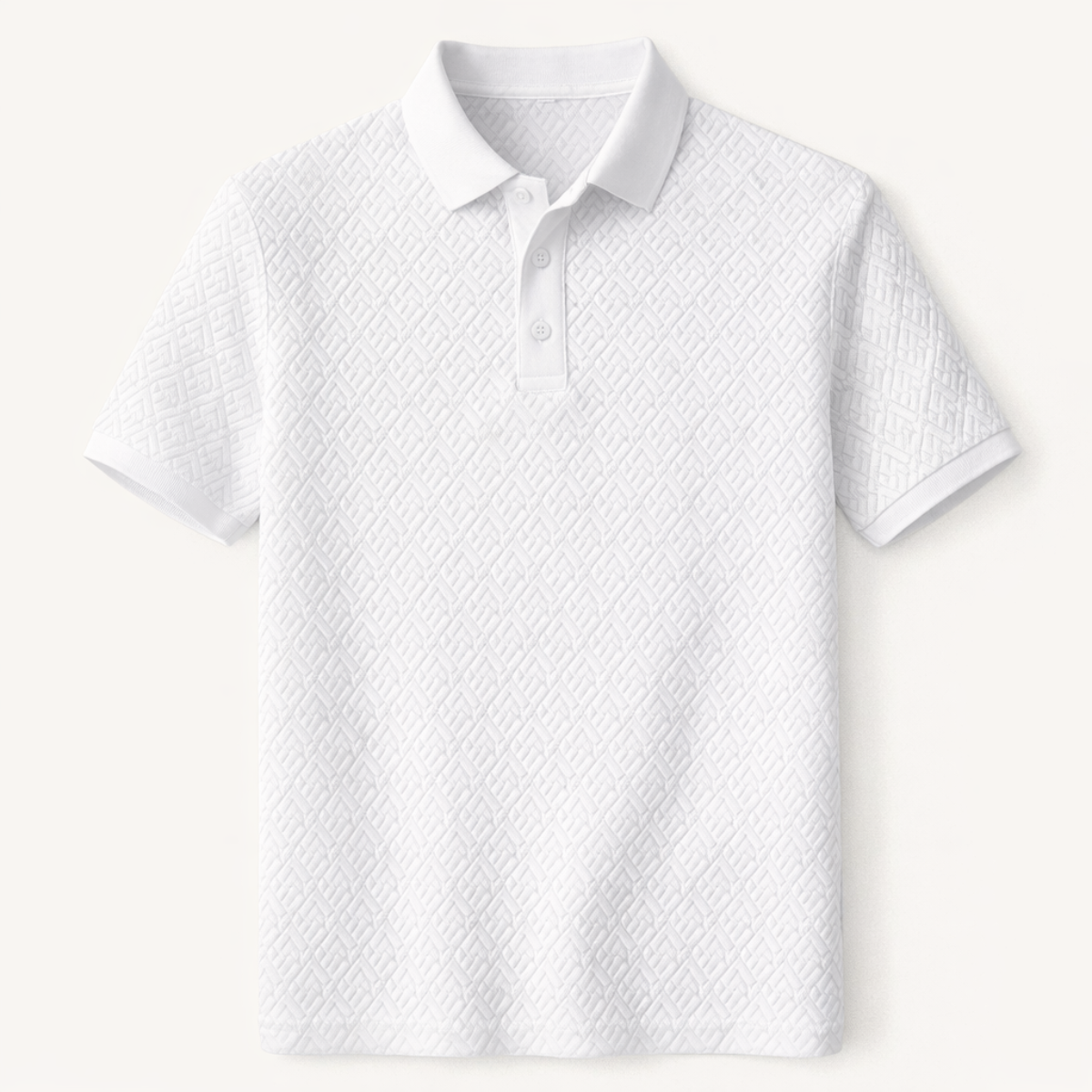 Men's Textured Polo Shirt White - VibreMode