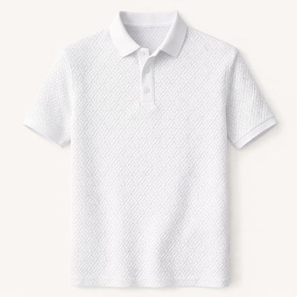 Men's Textured Polo Shirt White - VibreMode