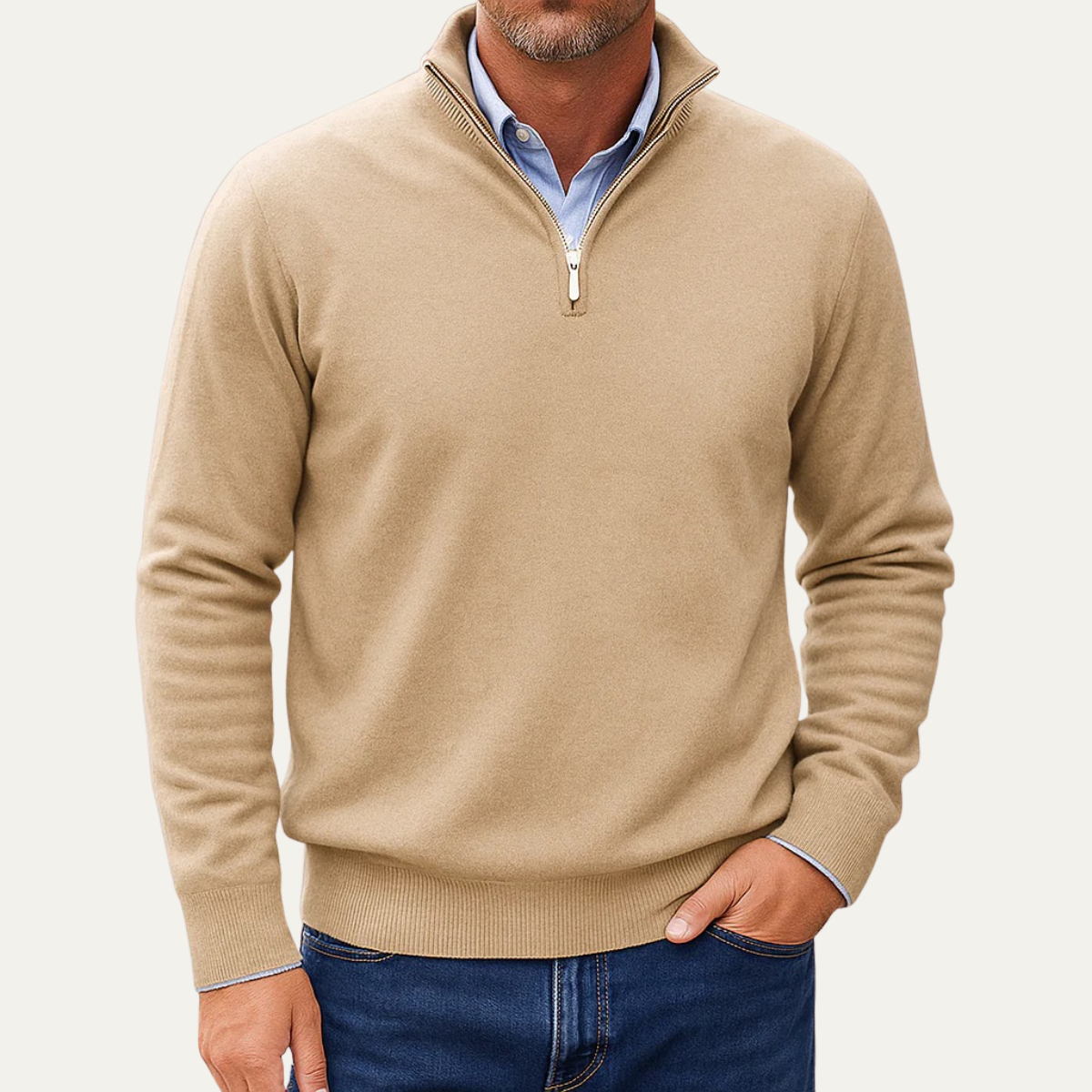 Men's Quarter Zip Lightweight Knit Sweater