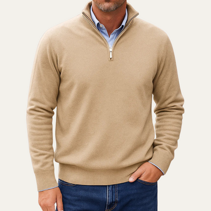 Men's Quarter Zip Lightweight Knit Sweater