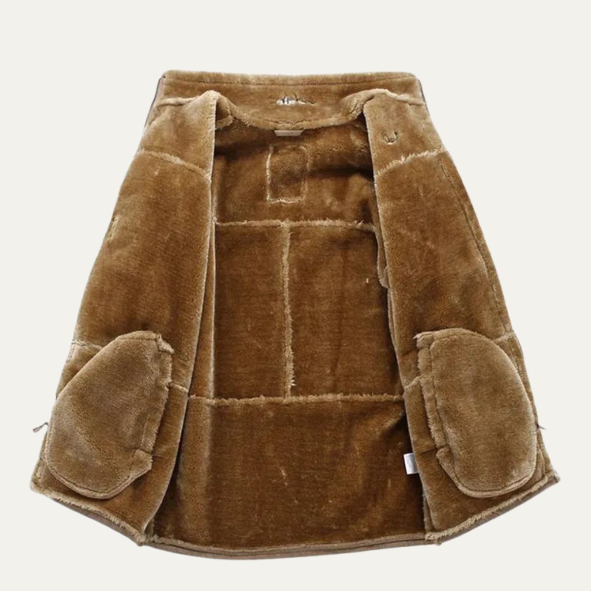 Men's Shearling Suede Leather Coat Winter Warm