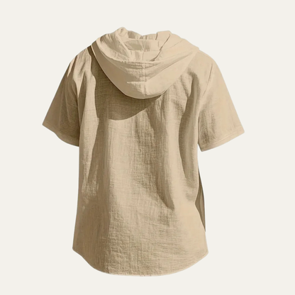 Men's Cotton Linen Shirt Lightweight Hooded
