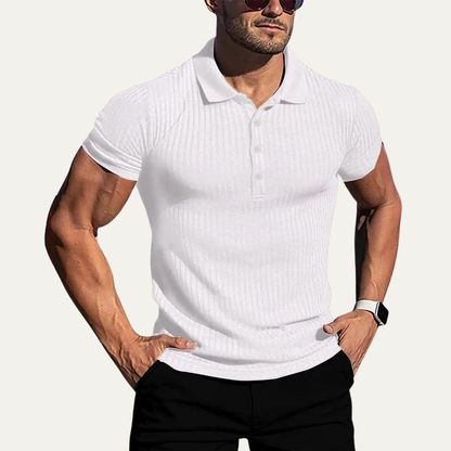 Men's Stretch Polo Shirt Ribbed Casual