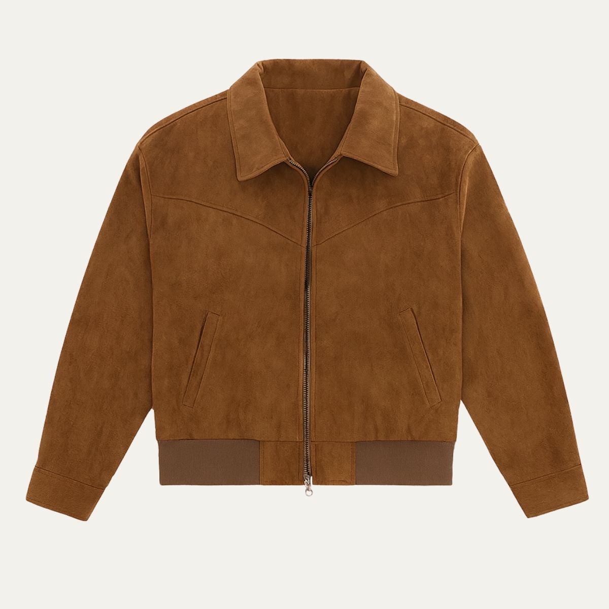 Men's Suede Leather Bomber Jacket Classic Style