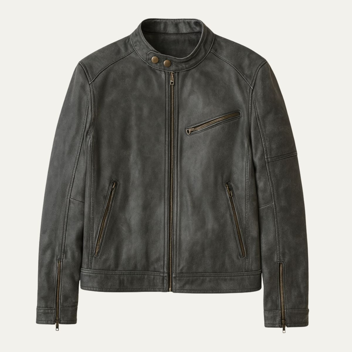 Men's Leather Biker Jacket Classic Motorcycle Style