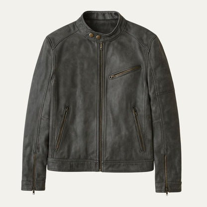 Men's Leather Biker Jacket Classic Motorcycle Style