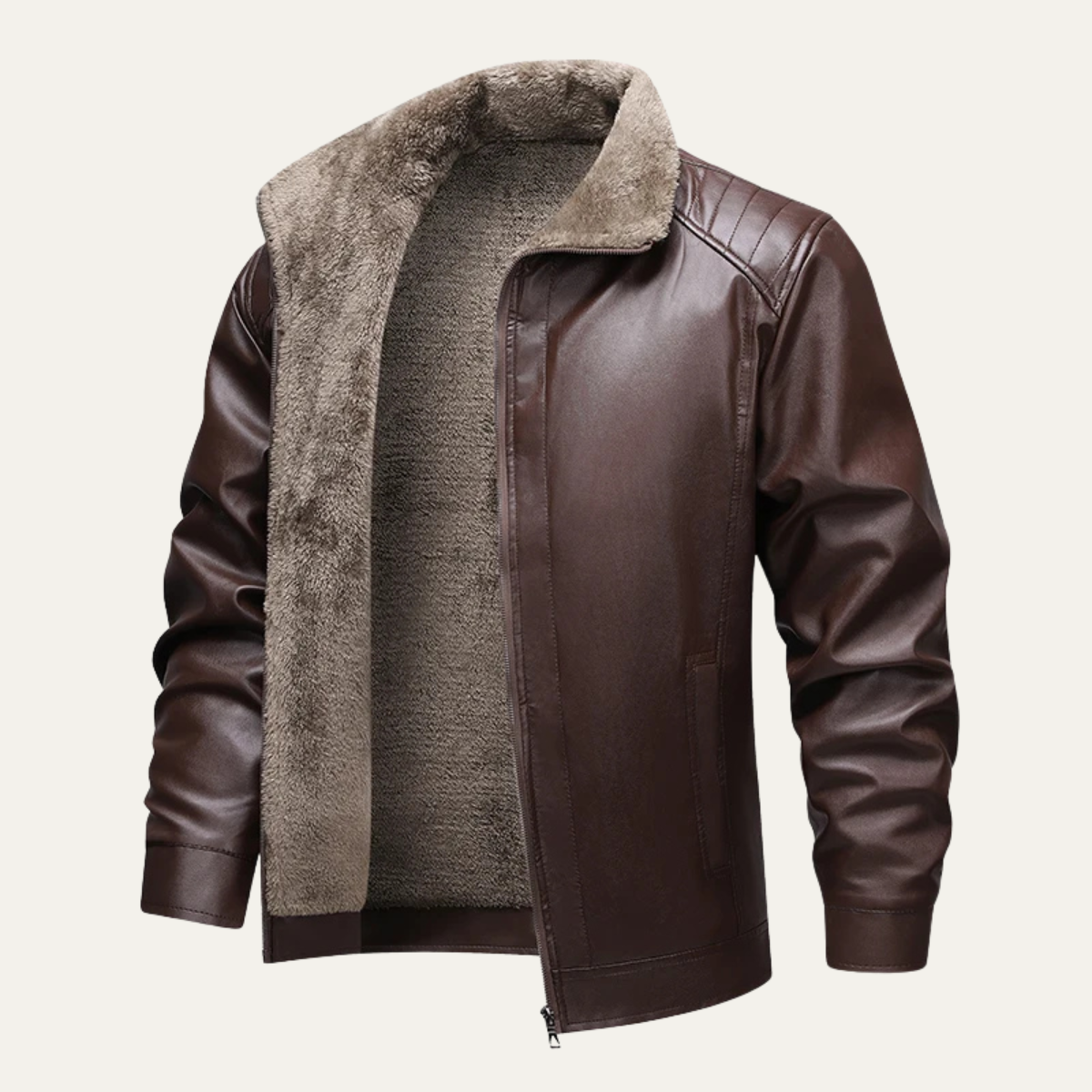 Bologna Men's Leather Biker Jacket Fleece Lined