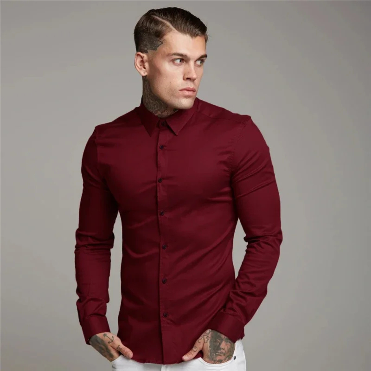Men's Slim Fit Dress Shirt Cotton Button Up