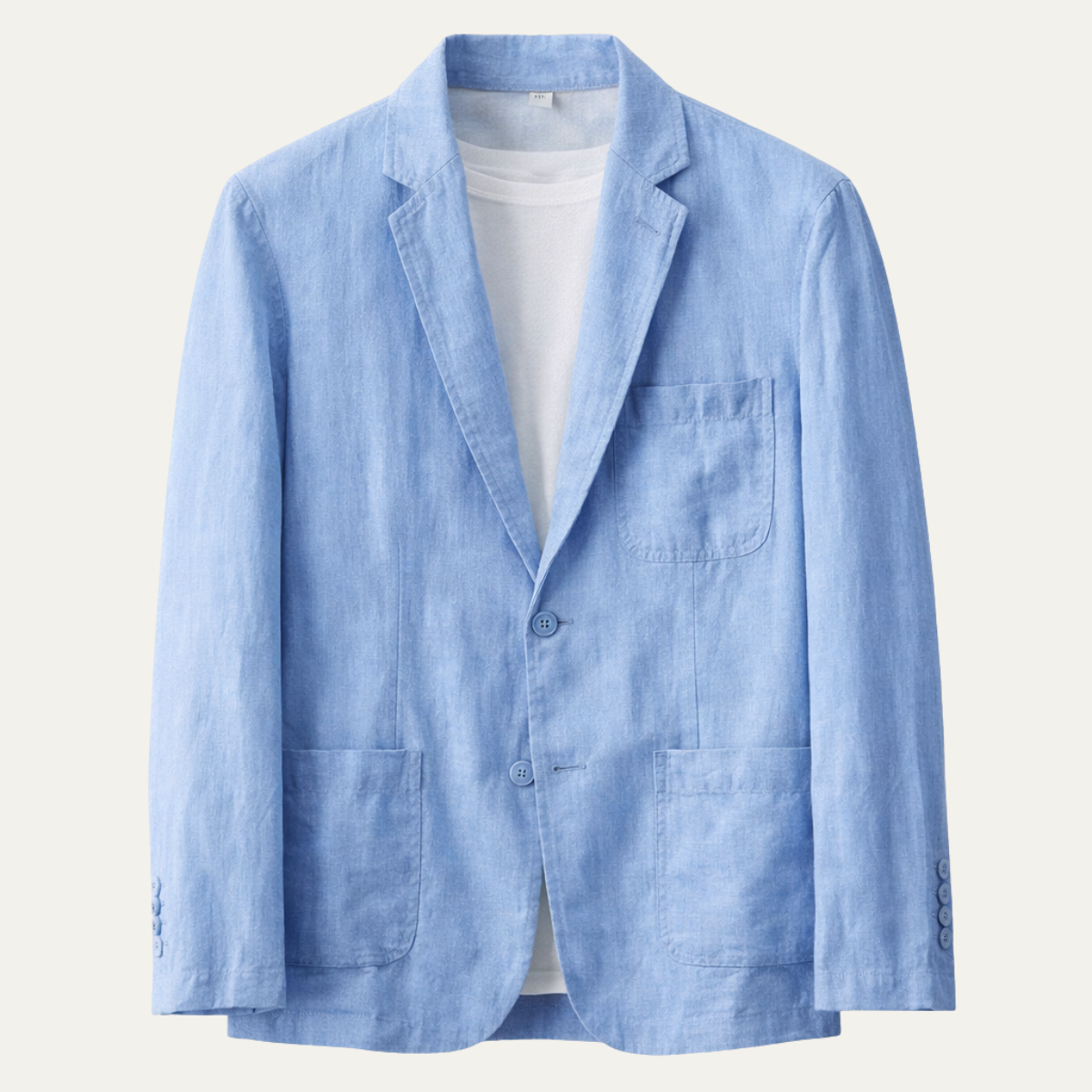 Men's Linen Blazer Lightweight Single Breasted Beige - VibreMode