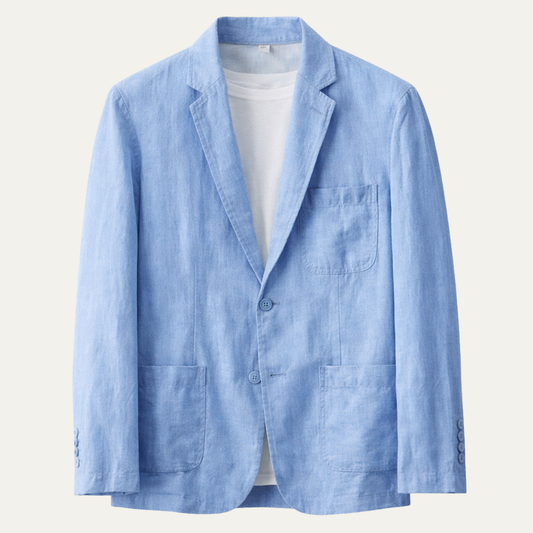 Men's Linen Blazer Lightweight Single Breasted Beige - VibreMode