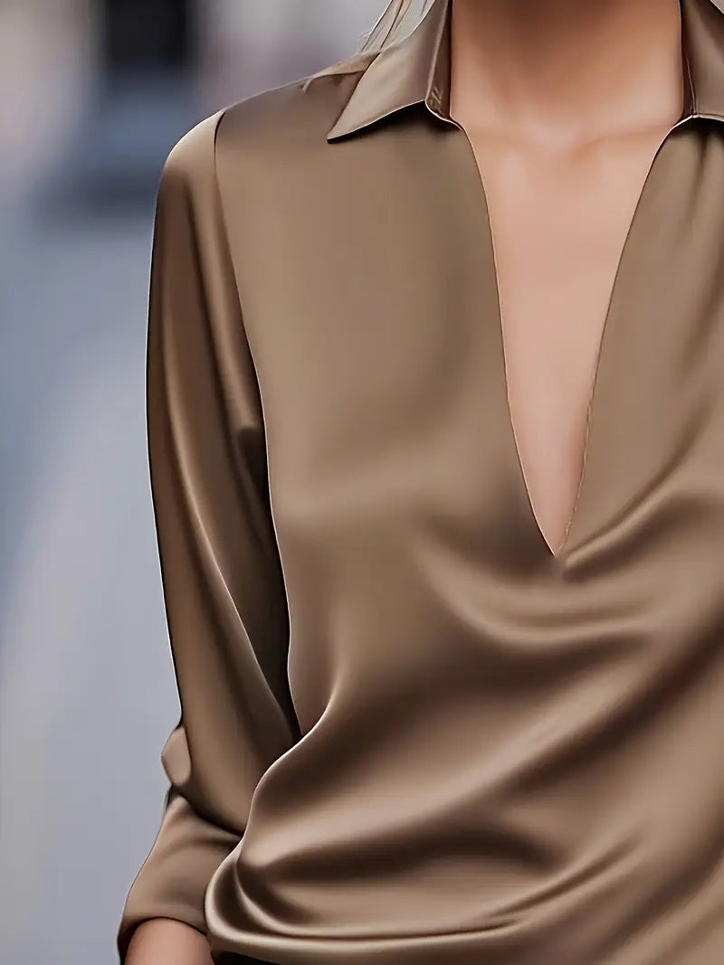 Luxury Soft V-Neck Satin Top