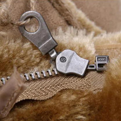 Men's Shearling Suede Leather Coat Winter Warm
