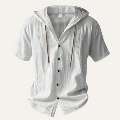 Men's Cotton Linen Shirt Lightweight Hooded
