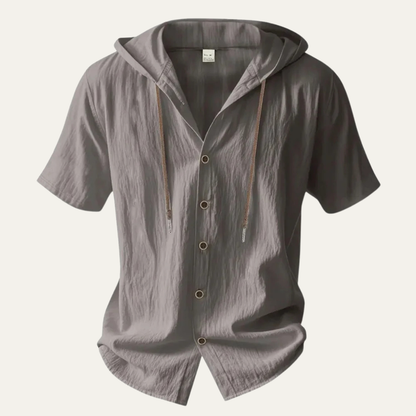 Men's Cotton Linen Shirt Lightweight Hooded