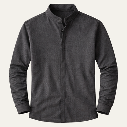 Men's Slim Fit Knit Shirt Stand Collar