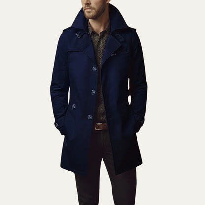 Men's Slim Fit Trench Coat Single Breasted Notched Collar