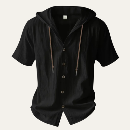 Men's Cotton Linen Shirt Lightweight Hooded