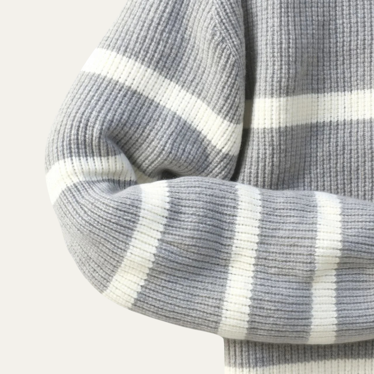Men's Striped Knit Sweater Half Zip Wool Blend