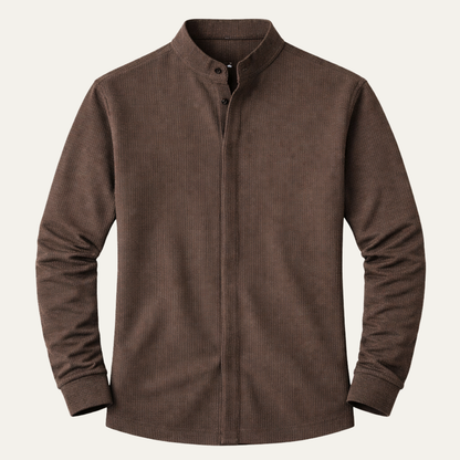 Men's Slim Fit Knit Shirt Stand Collar