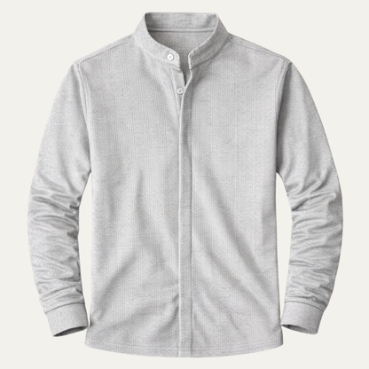 Men's Slim Fit Knit Shirt Stand Collar - VibreMode