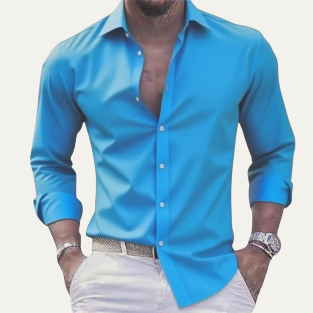Men's Stretch Shirt Solid Color Lightweight