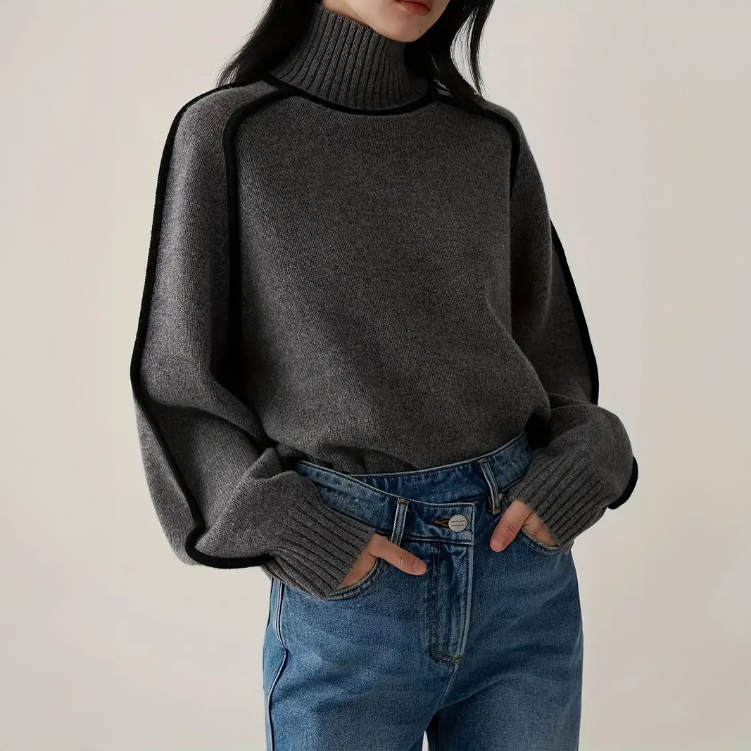 Women's Contrast Turtleneck Sweater