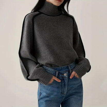 Women's Contrast Turtleneck Sweater