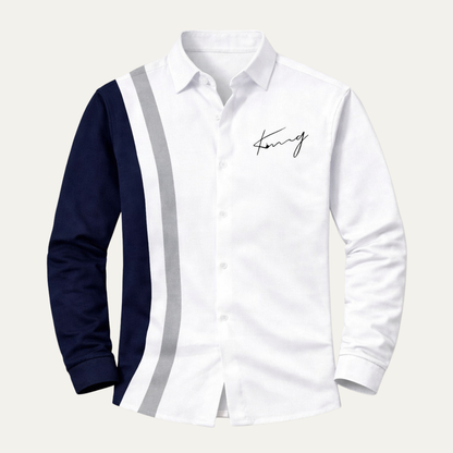Men's Color Block Striped Dress Shirt