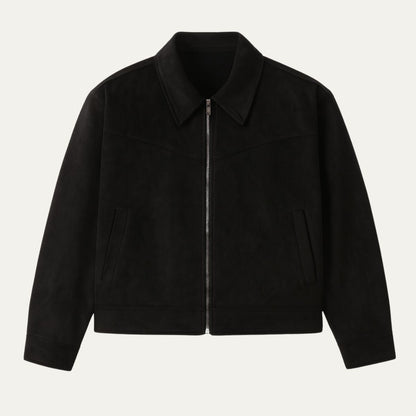 Men's Suede Leather Bomber Jacket Classic Style - VibreMode