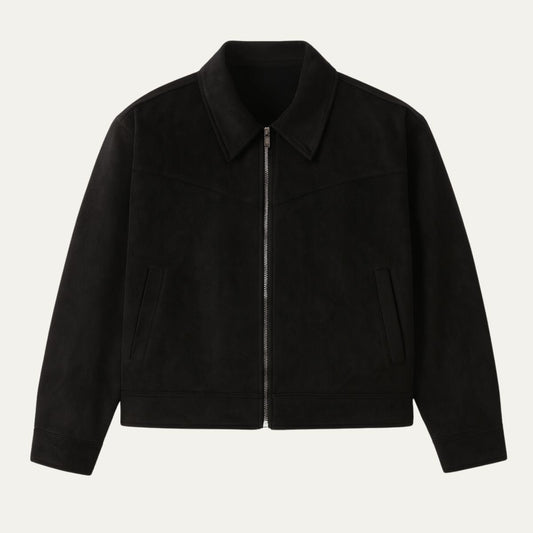 Men's Suede Leather Bomber Jacket Classic Style - VibreMode
