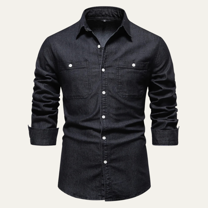 Men's Slim Fit Denim Shirt Double Pockets