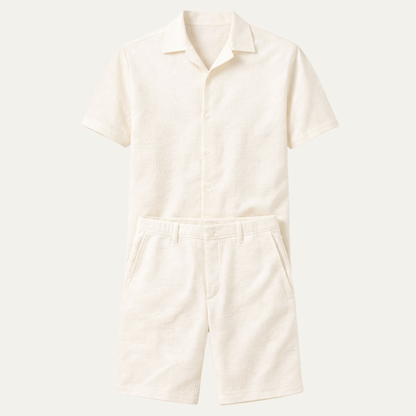 Men's Summer Button Up Shirt And Shorts Set - VibreMode