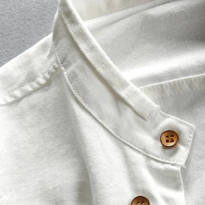 Men's Linen Cotton Stand Collar Shirt Japanese Style