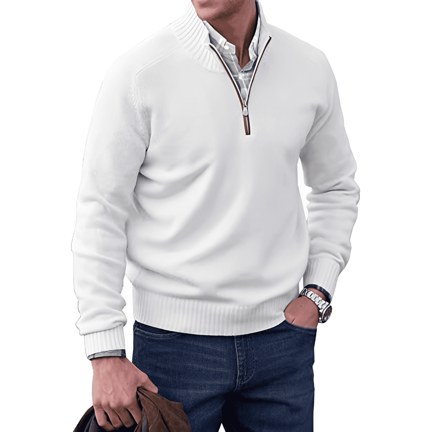 Elegant Cashmere Sweater Autumn Zipper