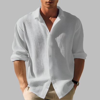 Men's Cotton Linen Shirt Lightweight Solid Color