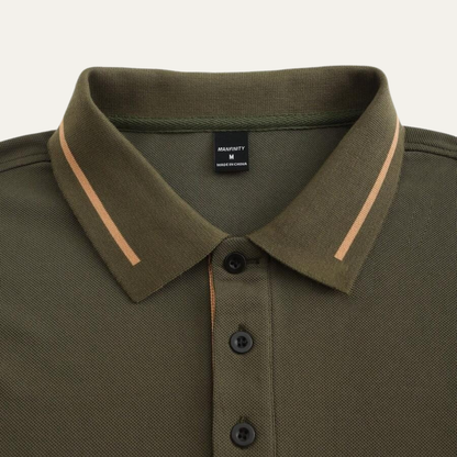 Mens Polo Shirt Contrast Trim Army Green