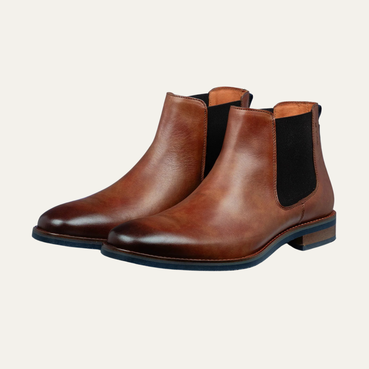 Men's Leather Chelsea Boots Cognac - VibreMode