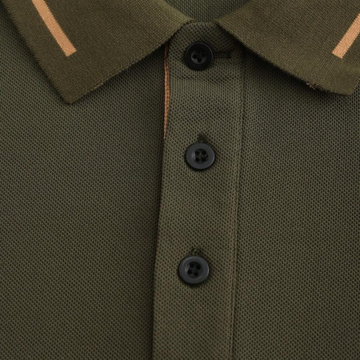 Mens Polo Shirt Contrast Trim Army Green